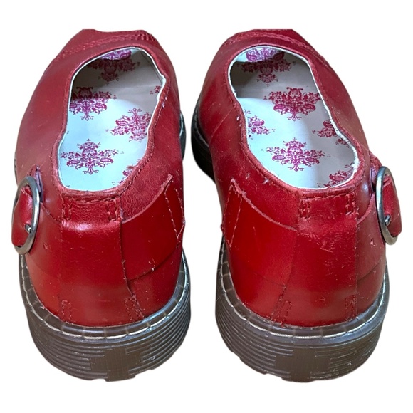DR. MARTENS Pansy Genuine Leather Rare Vintage Open Toe Red Mary Jane Flats Sz 8 - Picture 6 of 10